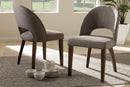 Everdon Light Gray Fabric Upholstered Walnut Dining Chair (Set of 2) Baxton