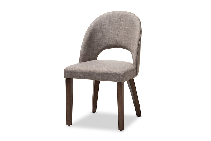 Everdon Mid-Century Modern Light Gray Fabric Upholstered Walnut Finished Wood 5-Piece Dining Set