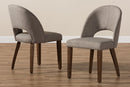 Everdon Light Gray Fabric Upholstered Walnut Dining Chair (Set of 2) Baxton