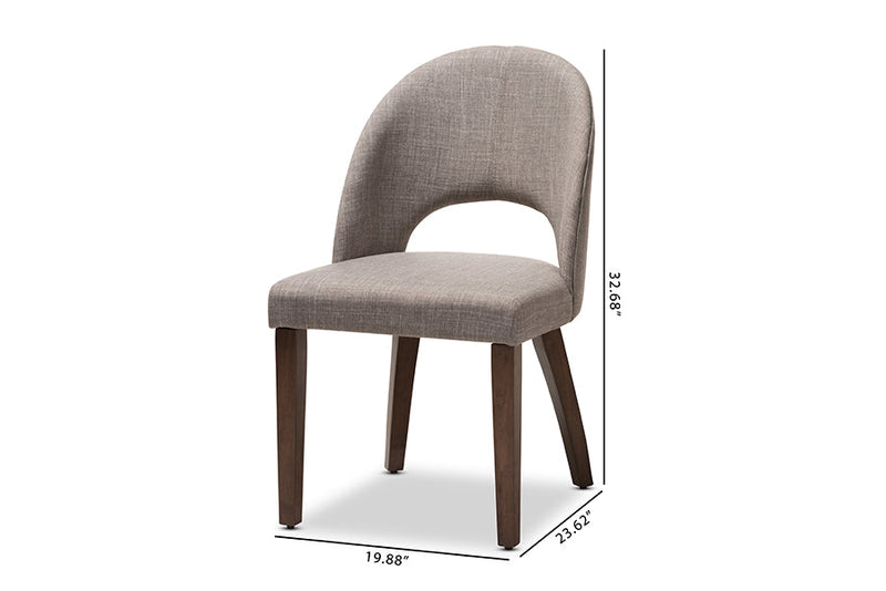 Everdon Light Gray Fabric Upholstered Walnut Dining Chair (Set of 2) Baxton