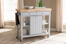 Solo Coastal and Farmhouse Light Gray Wood Kitchen Cart Baxton