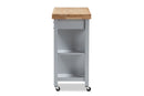 Solo Coastal and Farmhouse Light Gray Wood Kitchen Cart Baxton