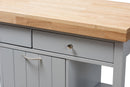 Solo Coastal and Farmhouse Light Gray Wood Kitchen Cart Baxton