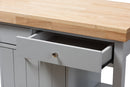 Solo Coastal and Farmhouse Light Gray Wood Kitchen Cart Baxton