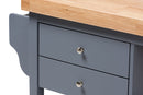 Heyna Coastal and Farmhouse Gray Wood Kitchen Cart Baxton