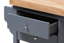 Heyna Coastal and Farmhouse Gray Wood Kitchen Cart Baxton