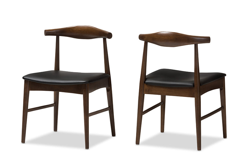 Harris Mid-Century Modern Walnut Wood Dining Chair (Set of 2)