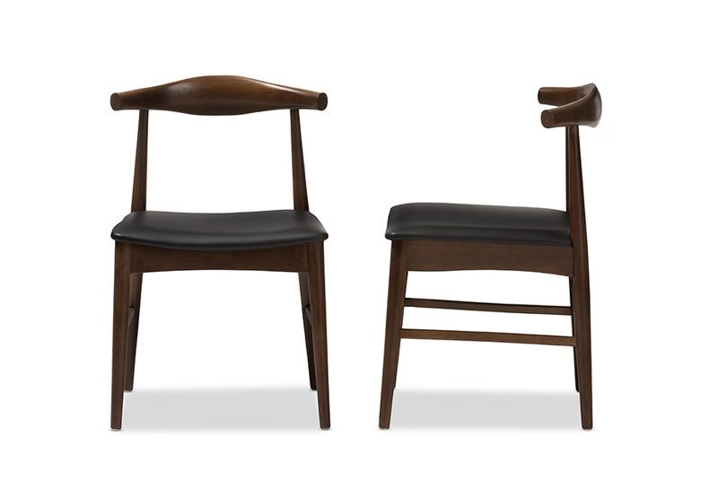 Harris Mid-Century Modern Walnut Wood Dining Chair (Set of 2)