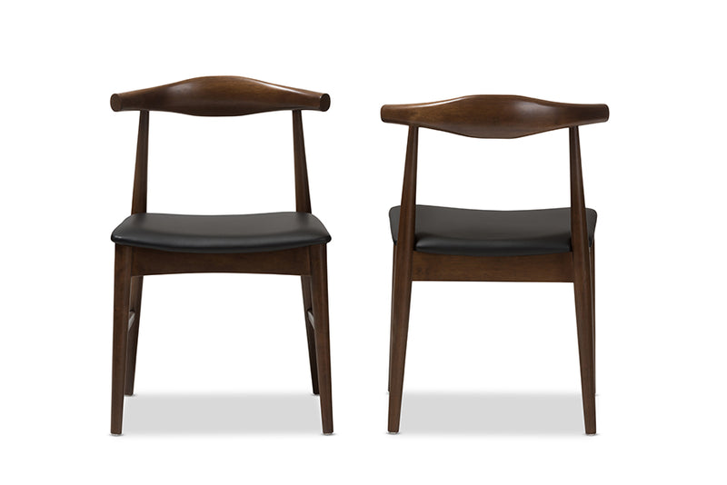 Harris Mid-Century Modern Walnut Wood Dining Chair (Set of 2)