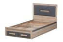 Calida Dark Gray and Light Brown Two-Tone 2-Drawer Twin Size Storage Bed Baxton