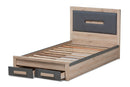 Calida Dark Gray and Light Brown Two-Tone 2-Drawer Twin Size Storage Bed Baxton
