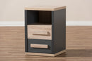 Calida Dark Gray and Light Brown Two-Tone 2-Drawer Nightstand Baxton