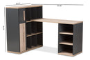 Calida Dark Gray and Light Brown Two-Tone Study Desk w/Built-in Shelving Unit Baxton