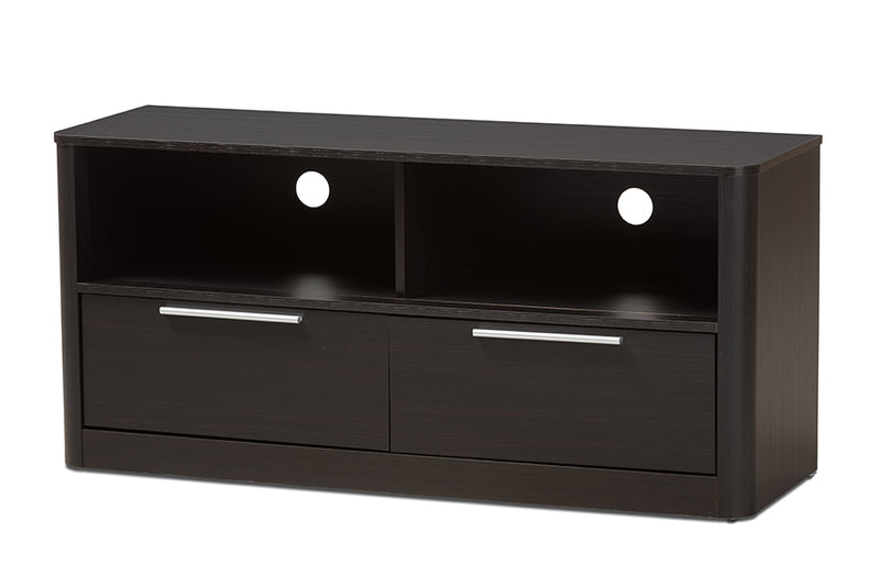 Darcell Modern and Contemporary Espresso Brown Finished Wood 2-Drawer TV Stand