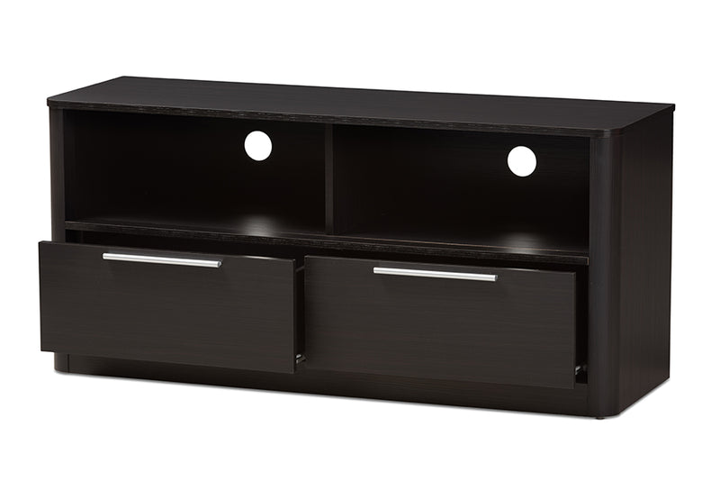 Darcell Modern and Contemporary Espresso Brown Finished Wood 2-Drawer TV Stand