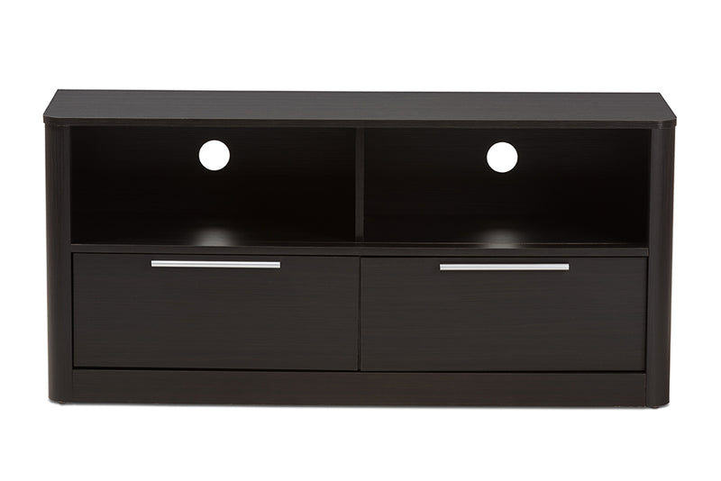 Darcell Modern and Contemporary Espresso Brown Finished Wood 2-Drawer TV Stand