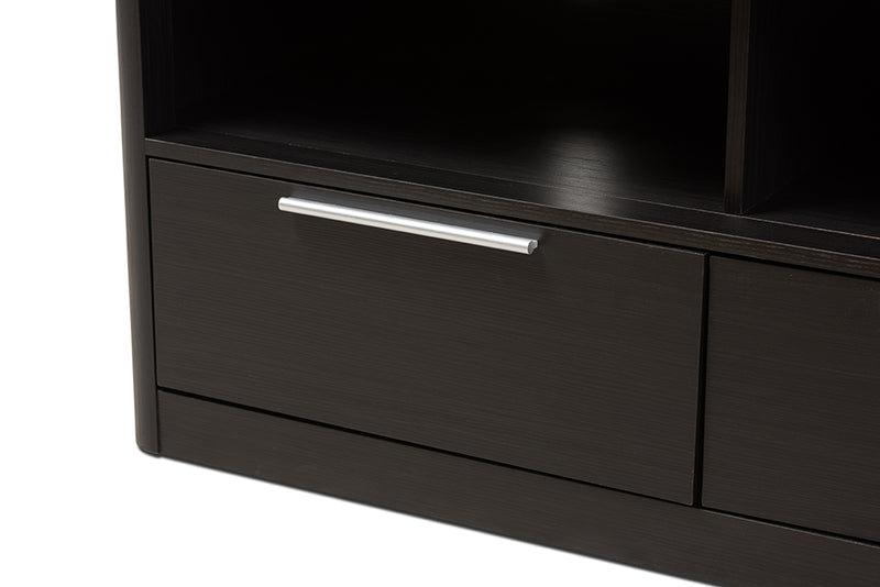 Darcell Modern and Contemporary Espresso Brown Finished Wood 2-Drawer TV Stand