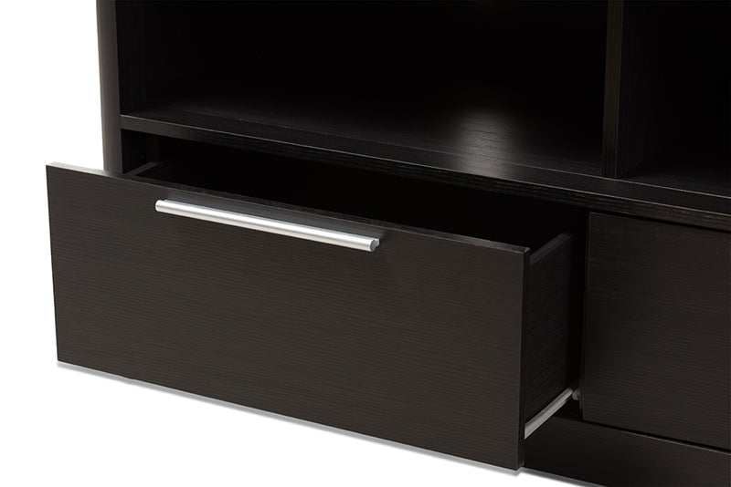 Darcell Modern and Contemporary Espresso Brown Finished Wood 2-Drawer TV Stand