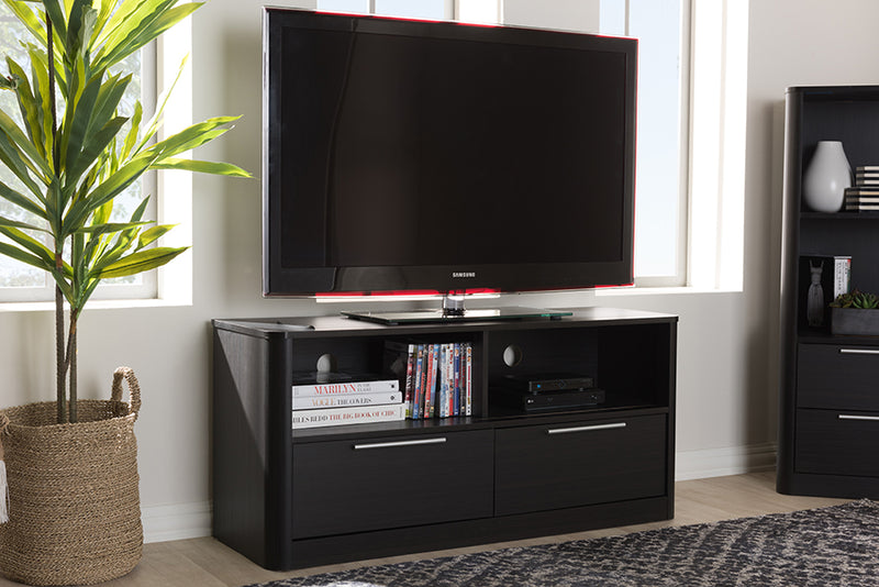 Darcell Modern and Contemporary Espresso Brown Finished Wood 2-Drawer TV Stand