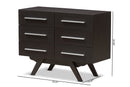 Glynn Espresso Brown 6-Drawer Dresser Baxton