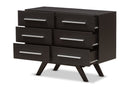 Glynn Espresso Brown 6-Drawer Dresser Baxton