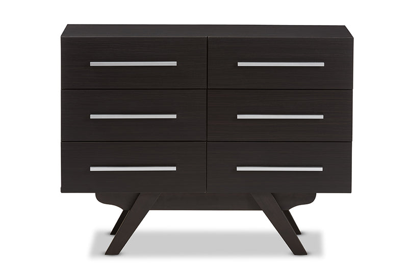 Glynn Mid-Century Modern Espresso Brown Finished Wood 6-Drawer Dresser