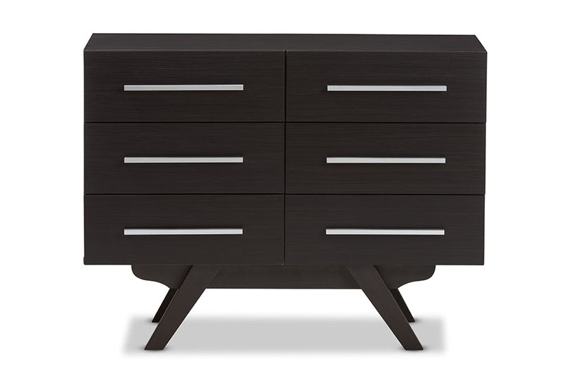 Glynn Espresso Brown 6-Drawer Dresser Baxton