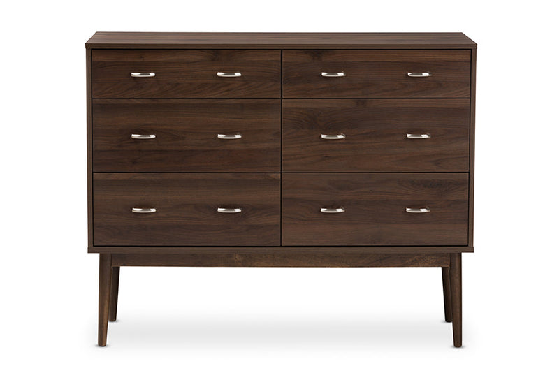 Hayward Walnut Brown Finished 6-Drawer Dresser Baxton