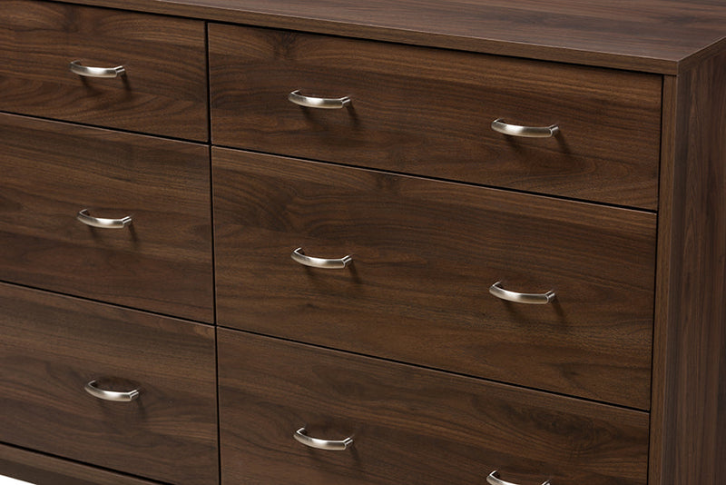 Hayward Walnut Brown Finished 6-Drawer Dresser Baxton