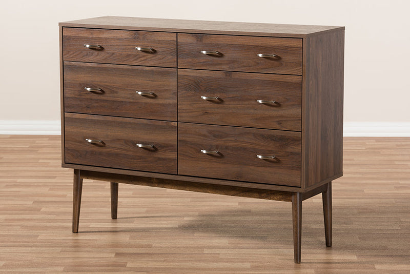 Hayward Walnut Brown Finished 6-Drawer Dresser Baxton