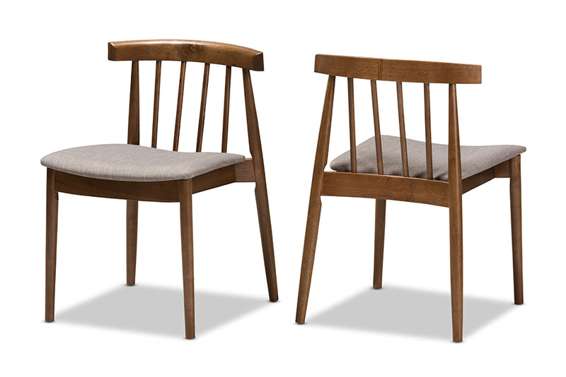 Fabrico Mid-Century Modern Walnut Wood Dining Chair (Set of 2)