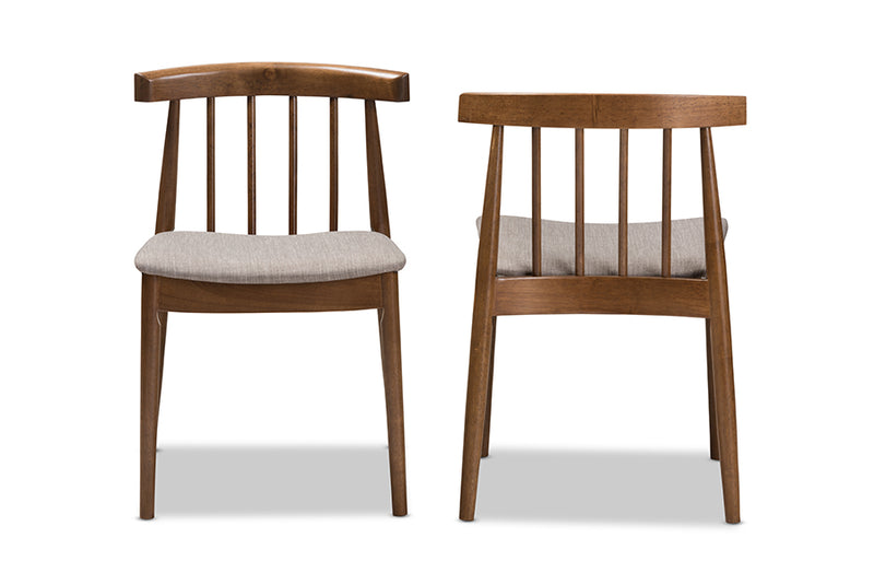 Fabrico Mid-Century Modern Walnut Wood Dining Chair (Set of 2)