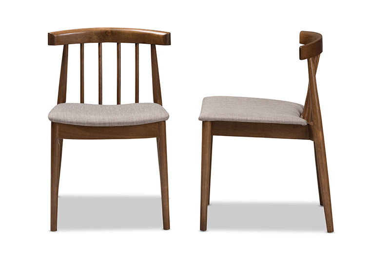 Fabrico Mid-Century Modern Walnut Wood Dining Chair (Set of 2)