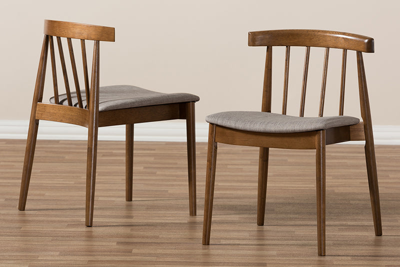 Fabrico Mid-Century Modern Walnut Wood Dining Chair (Set of 2)