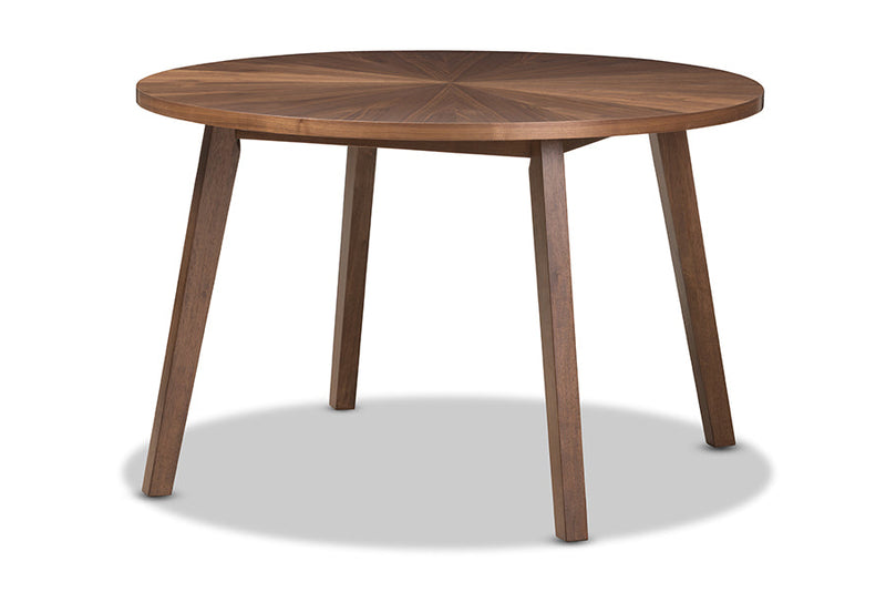 Janne Black Fabric and Walnut Medium Brown Wood Finishing Dining Set Baxton