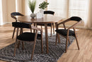 Janne Black Fabric and Walnut Medium Brown Wood Finishing Dining Set Baxton