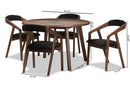 Janne Black Fabric and Walnut Medium Brown Wood Finishing Dining Set Baxton