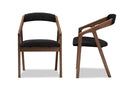 Janne Black Velvet and Walnut Medium Brown Wood Dining Chair (Set of 2) Baxton