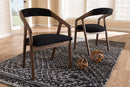 Janne Black Velvet and Walnut Medium Brown Wood Dining Chair (Set of 2) Baxton