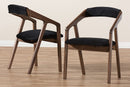 Janne Black Velvet and Walnut Medium Brown Wood Dining Chair (Set of 2) Baxton