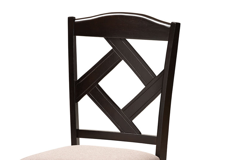 Emiko Sand Fabric Upholstered and Dark Brown 7-Piece Dining Set Baxton