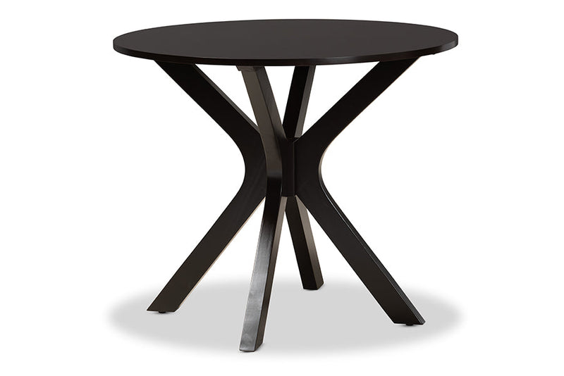 Tabanan Sand Fabric Upholstered and Dark Brown 5-Piece Dining Set Baxton