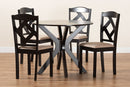 Tabanan Sand Fabric Upholstered and Dark Brown 5-Piece Dining Set Baxton