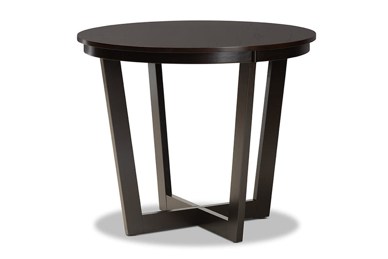 Rylie Sand Fabric Upholstered and Dark Brown 5-Piece Dining Set Baxton