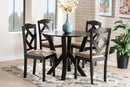 Ibiza Sand Fabric Upholstered and Dark Brown 5-Piece Dining Set Baxton