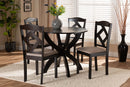 Gerard Sand Fabric Upholstered and Dark Brown 5-Piece Dining Set Baxton