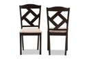 Emiko Beige Fabric Upholstered and Dark Brown Finished Dining Chair (Set of 2) Baxton