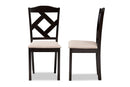 Emiko Beige Fabric Upholstered and Dark Brown Finished Dining Chair (Set of 2) Baxton