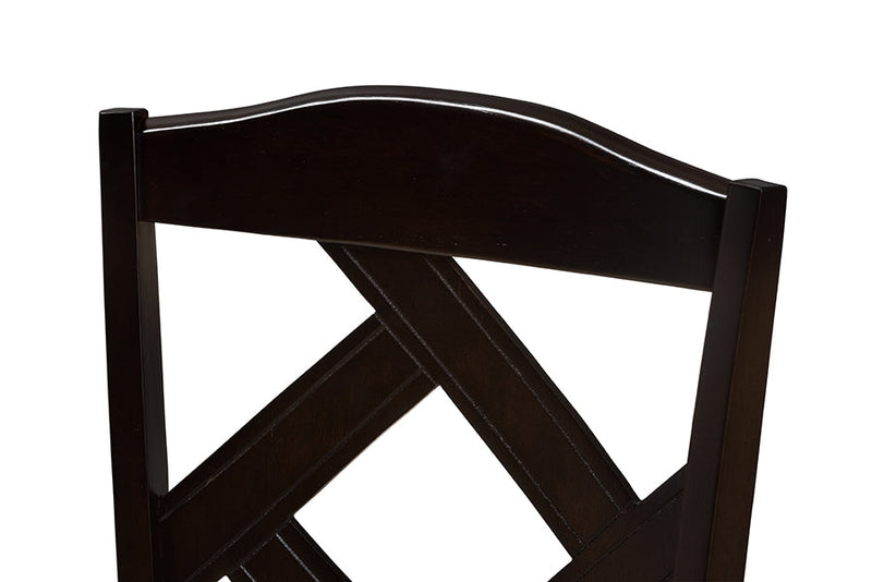 Emiko Beige Fabric Upholstered and Dark Brown Finished Dining Chair (Set of 2) Baxton