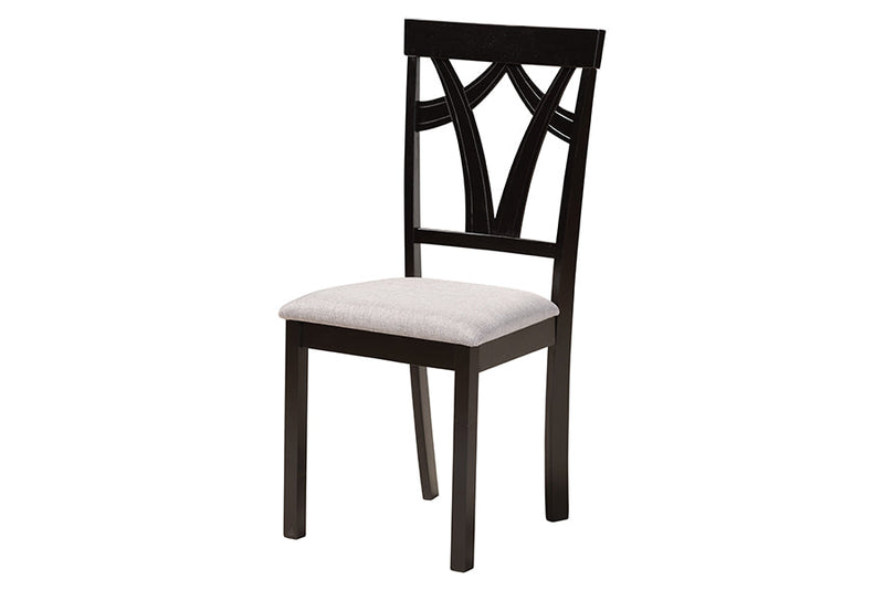 Nellie Modern Gray Fabric and Dark Brown 7-Piece Dining Set Baxton